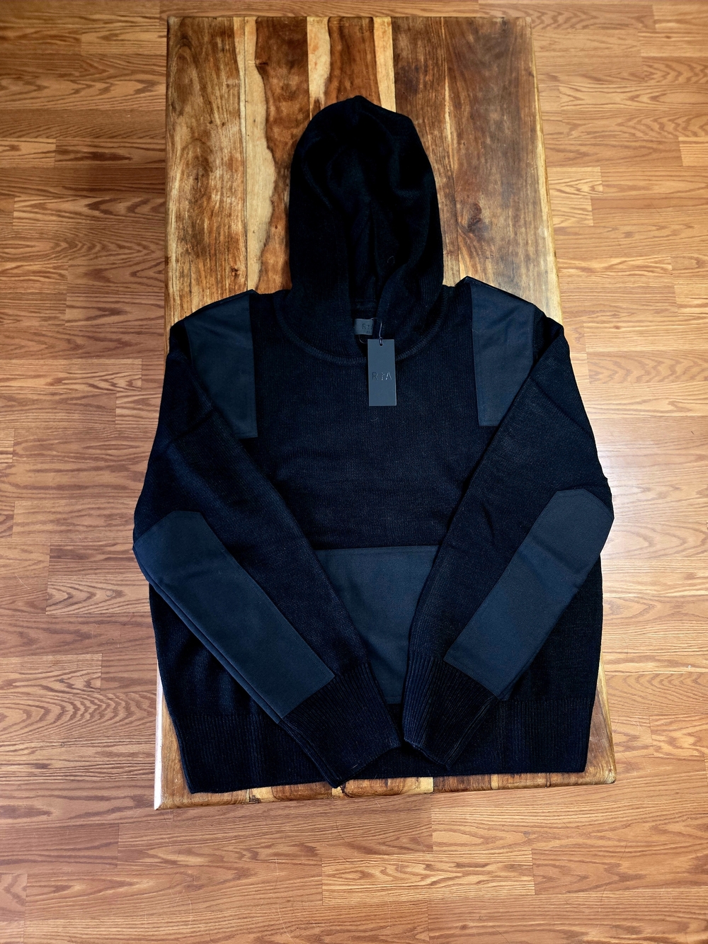 RtA (Road to Awe) Knit Hoodie with Military Patch Detail. Size X-Large